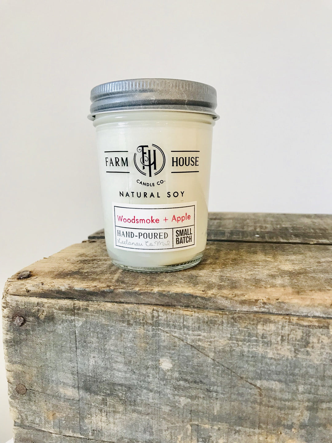 Woodsmoke + Apple Soy Candle, Made in Lake Leelanau, MI- 2 Sizes