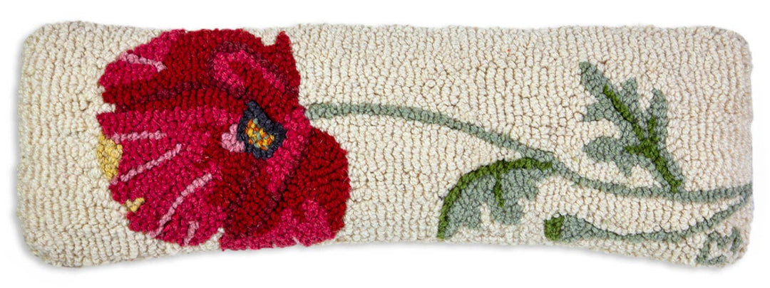 Poppy Hooked Wool Pillow 8"x24"