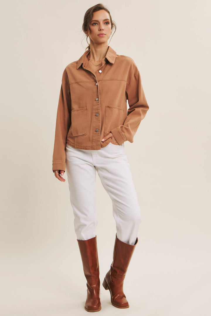 Oversized Utility Jacket in Camel