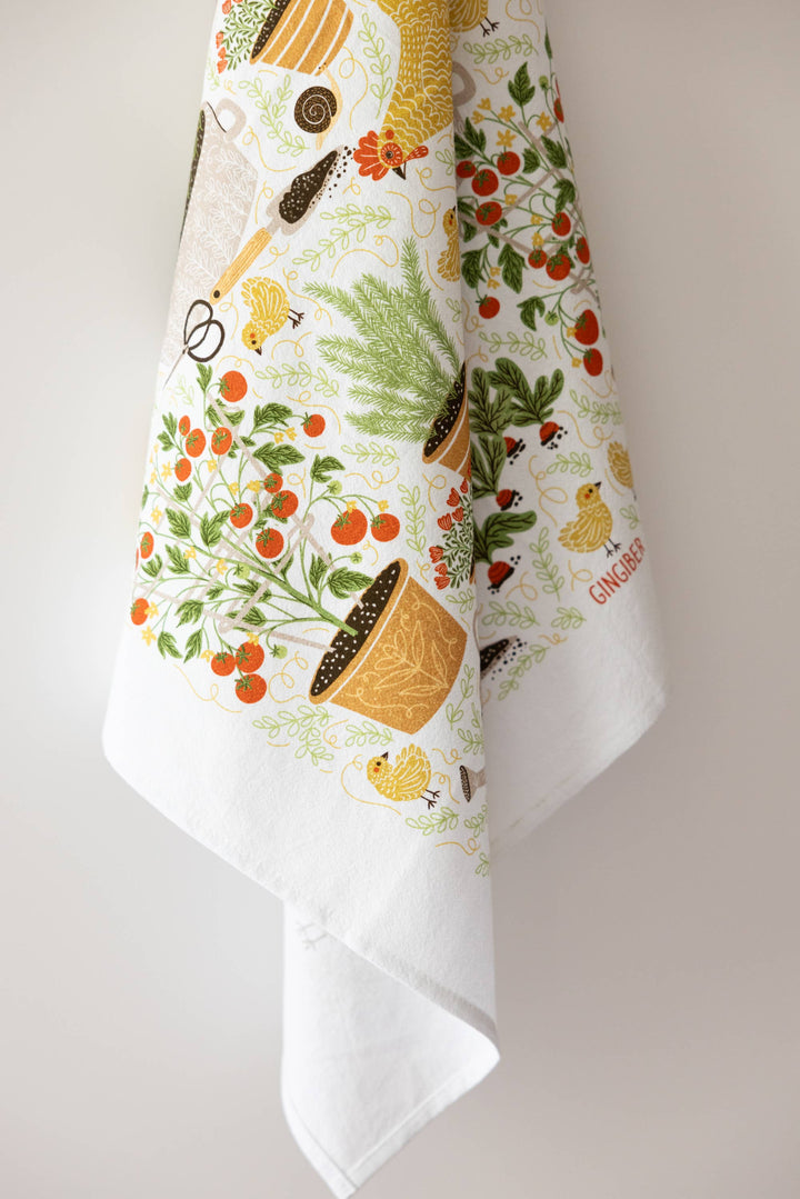 Garden Chickens Tea Towel