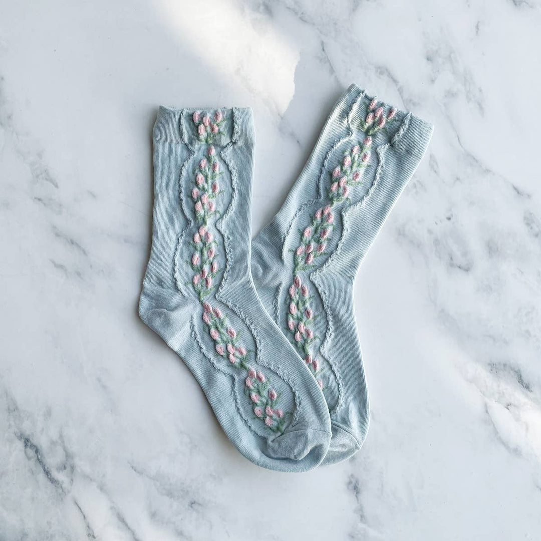 Antique Tulip Socks in Blue