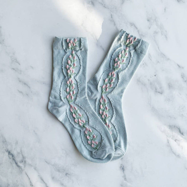 Antique Tulip Socks in Blue