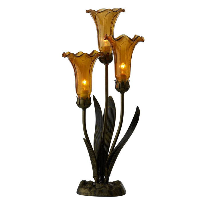 Lily Shaped Table Lamp in Amber