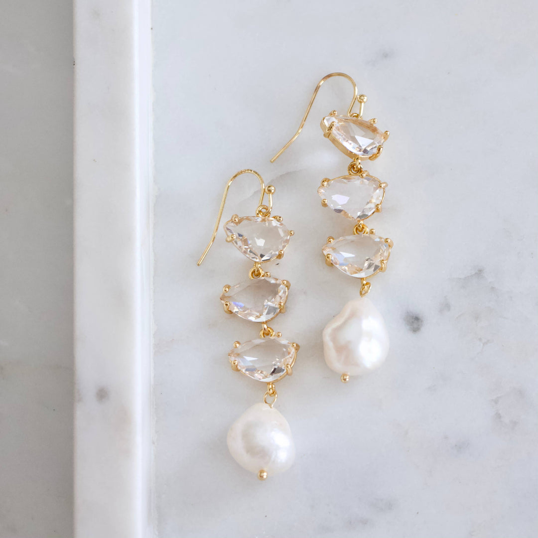 Crystal And Pearl Earrings 