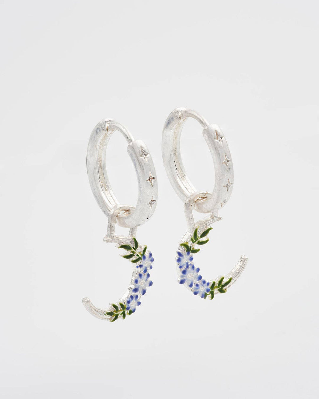 Nightshade Moon Silver Huggie Earrings