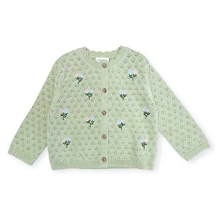 Mae Floral Pointelle Baby Cardigan