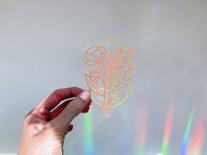 Peach Floral Suncatcher Sticker