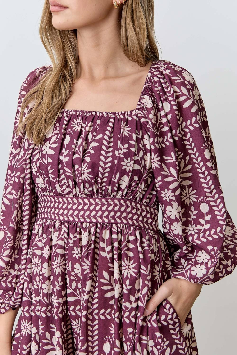 Floral Square Neck Mini Dress