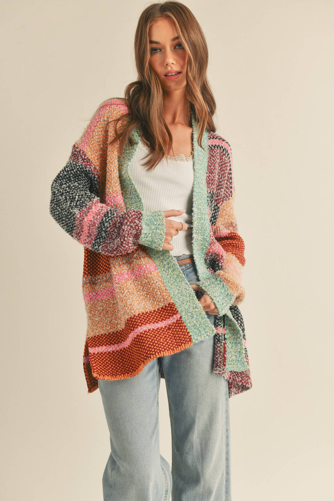 Oversized Color Block Cardigan in 2 Colors