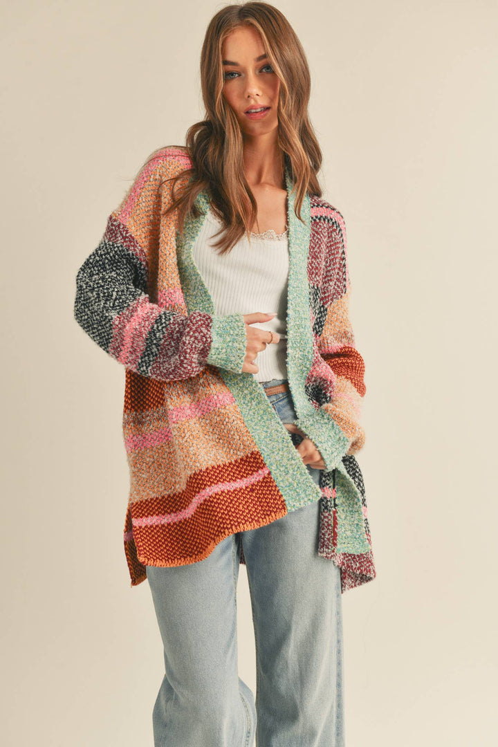 Oversized Color Block Cardigan in 2 Colors