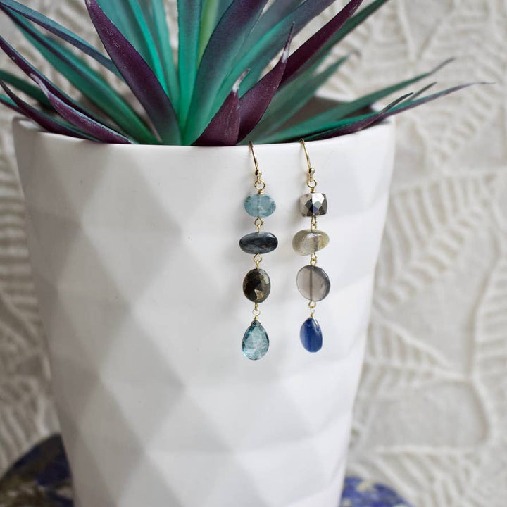 Semi-Precious Mismatched Earrings in Carnelain/Pink