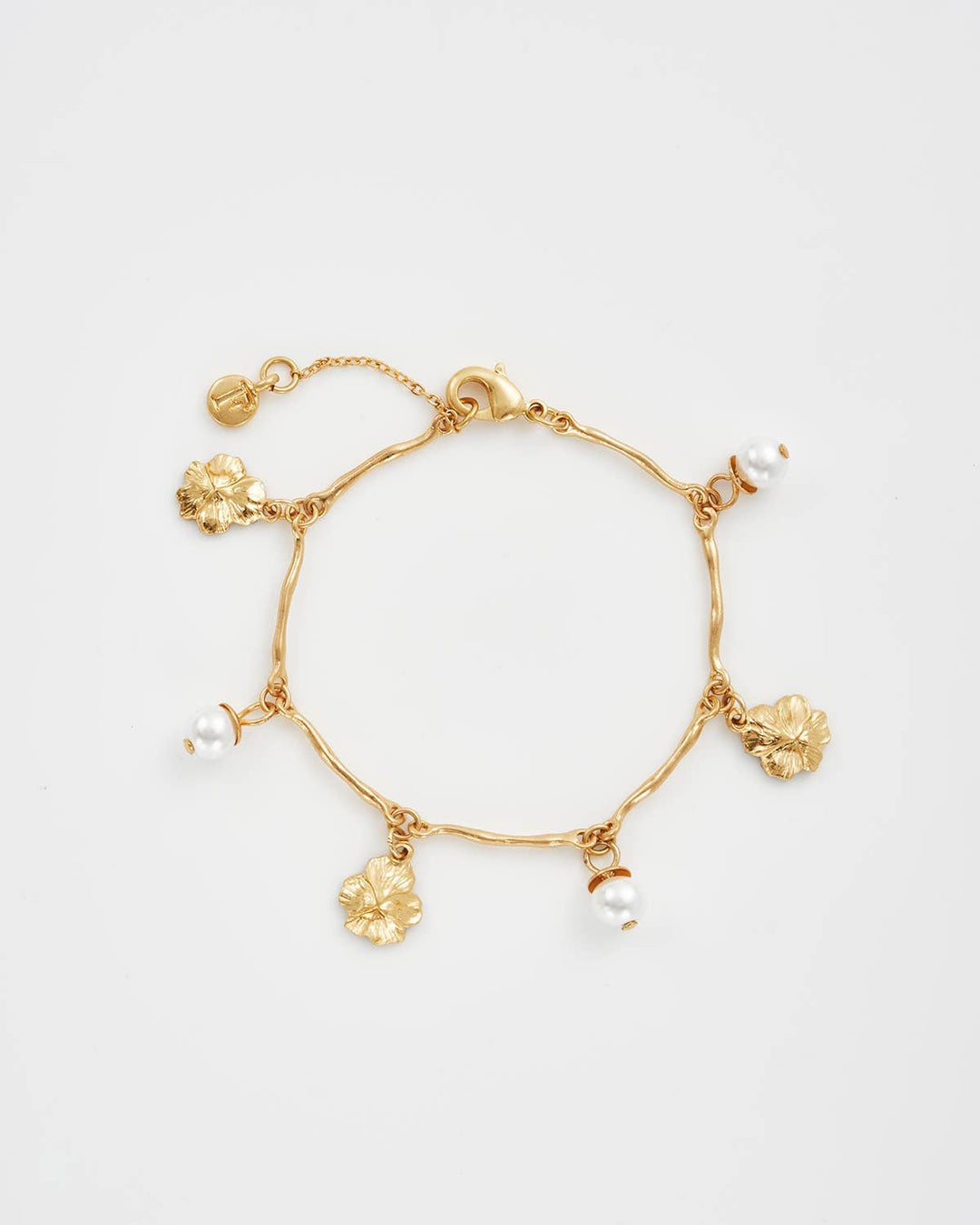 Pansy Pearl Multi Gold Charm Bracelet