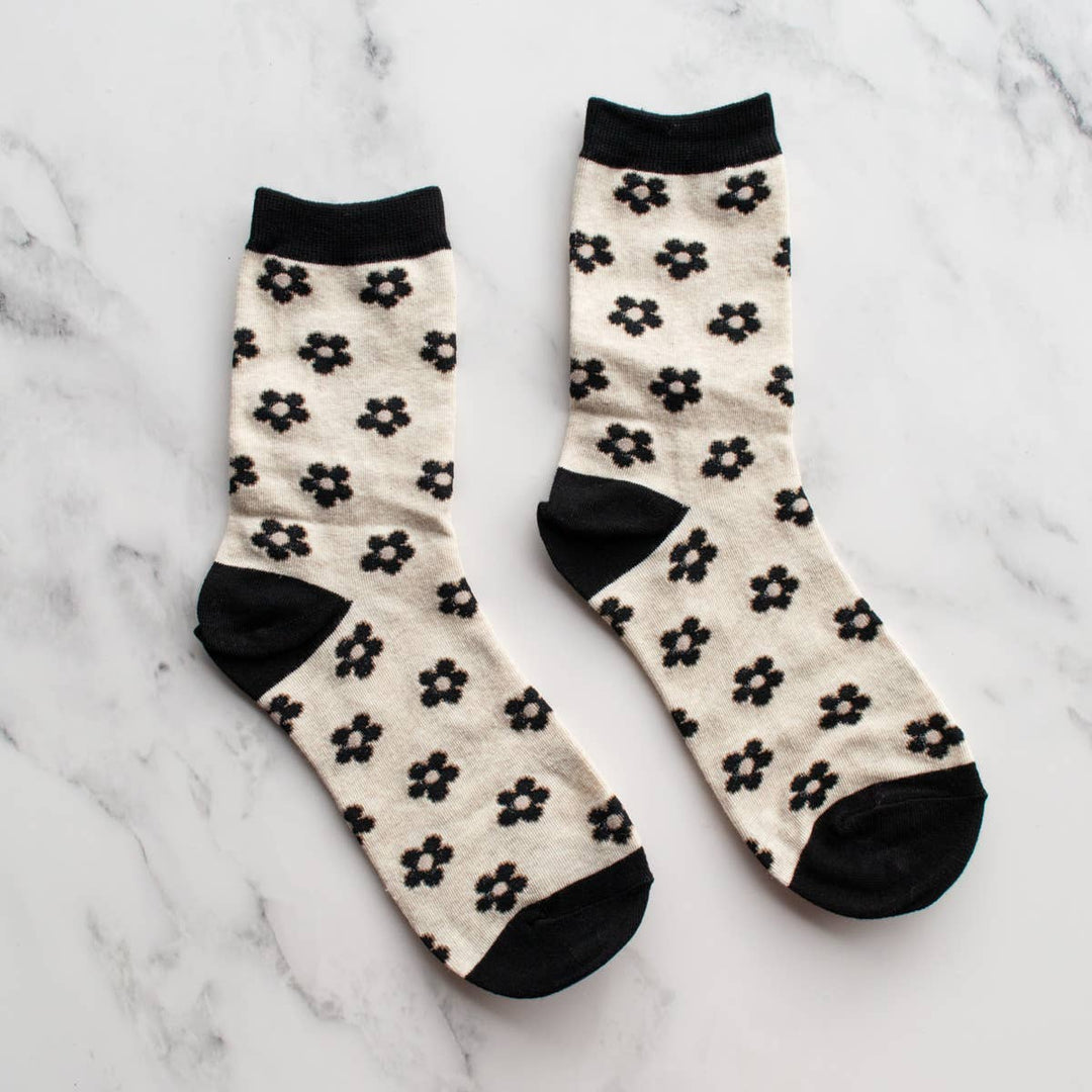 Doodle Flower Crew Socks | Tiepology