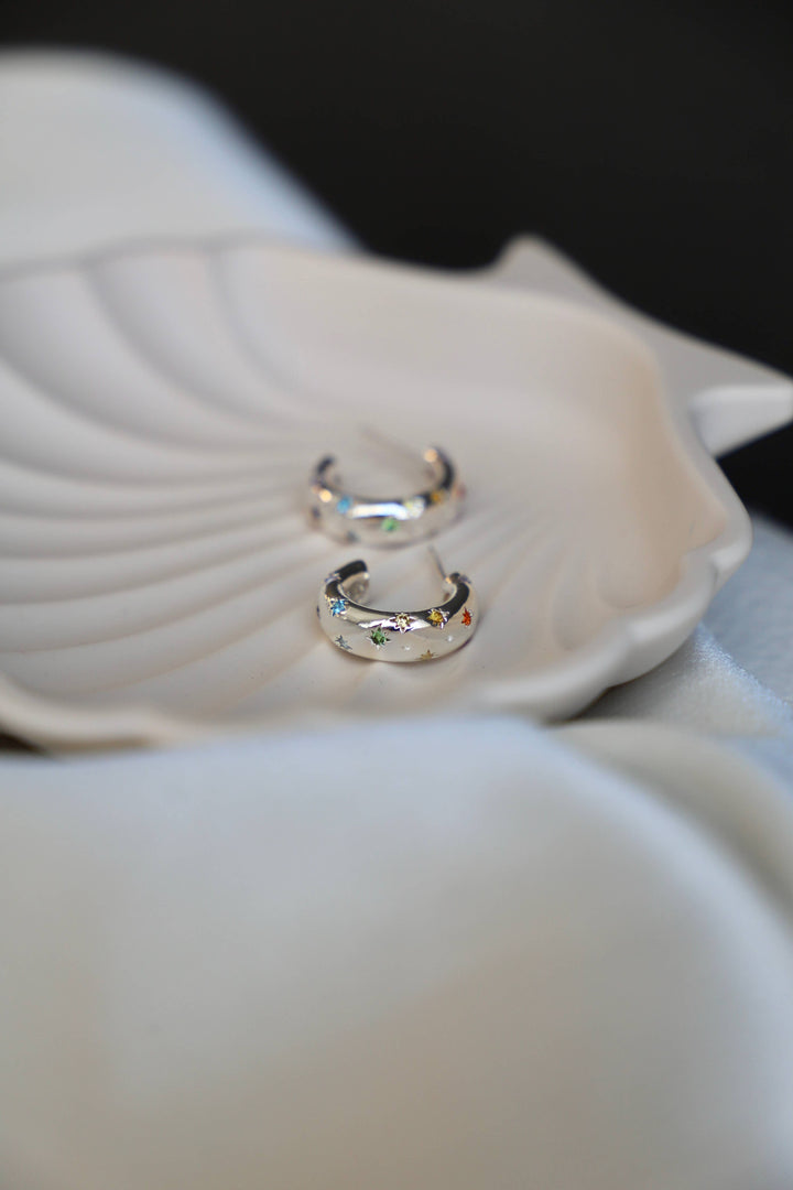 Penny CZ Star Hoop in Silver