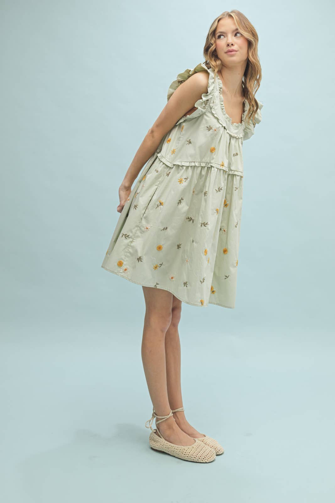 Floral Ruffle Mini Dress in Two Colors