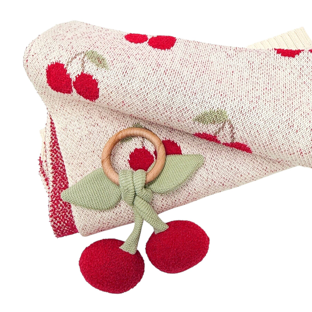 Cherry Orchard Baby Blanket + Rattle Gift Set