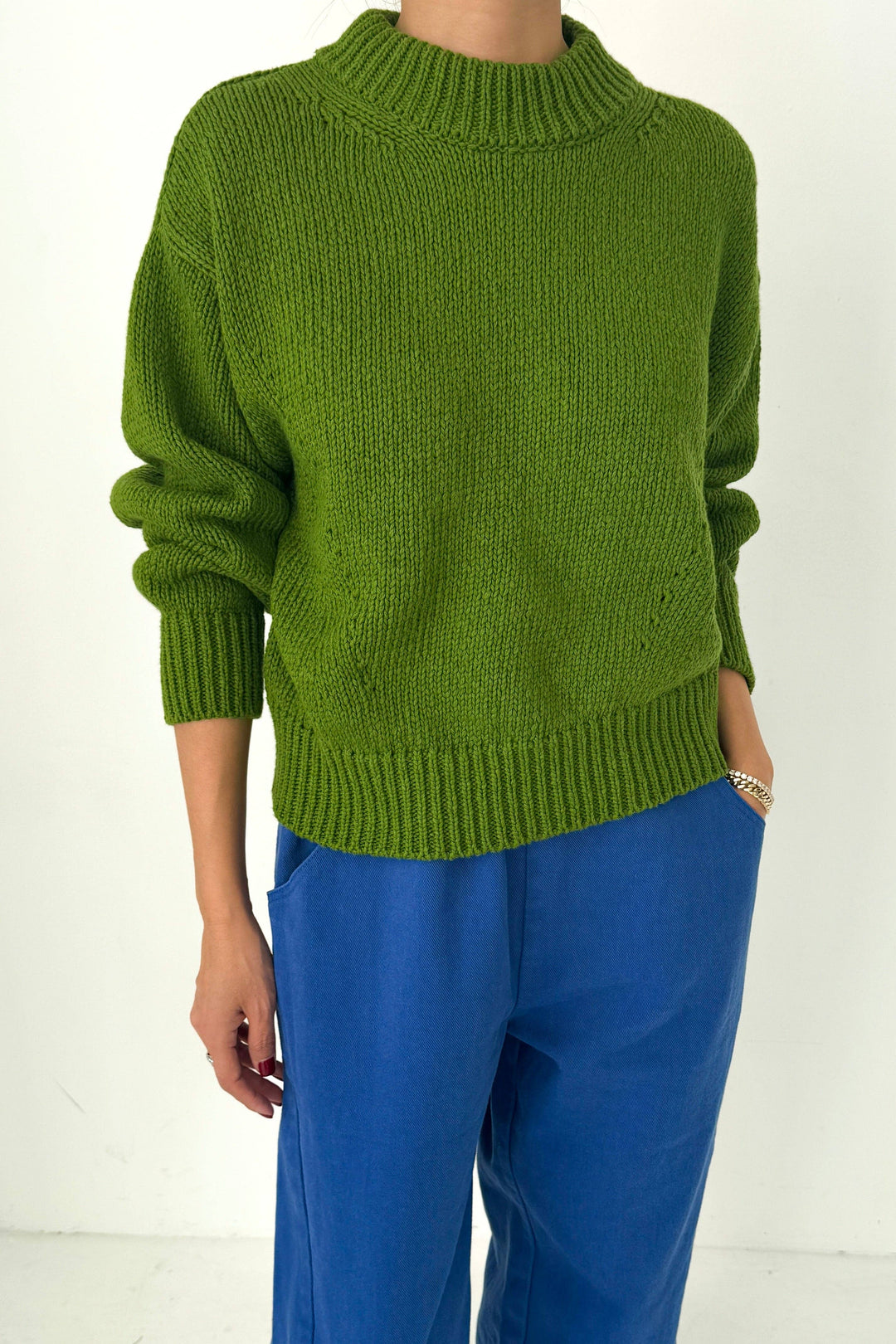 Zoe Cotton Sweater in Green