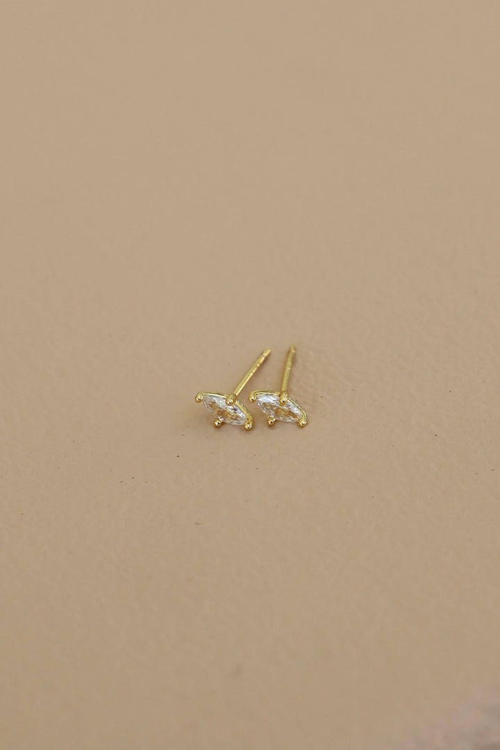 Aqua CZ Diamond Shaped Stud