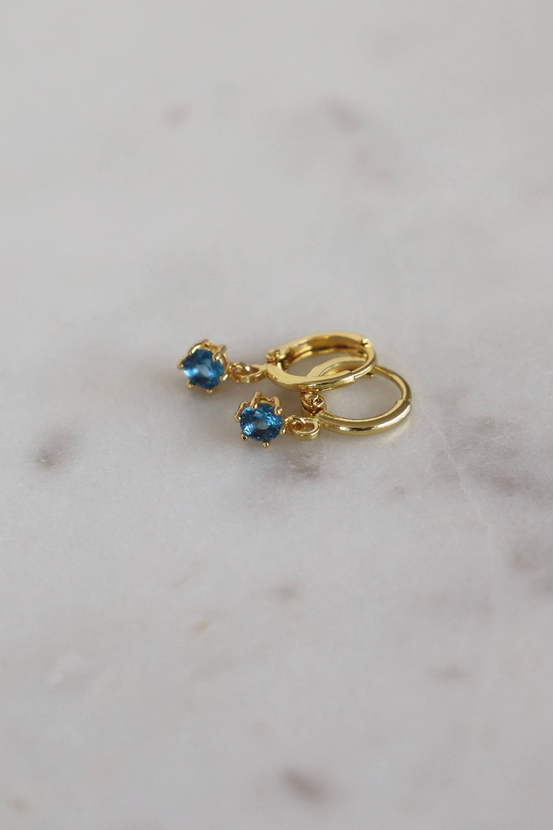 Round Birthstone Huggies