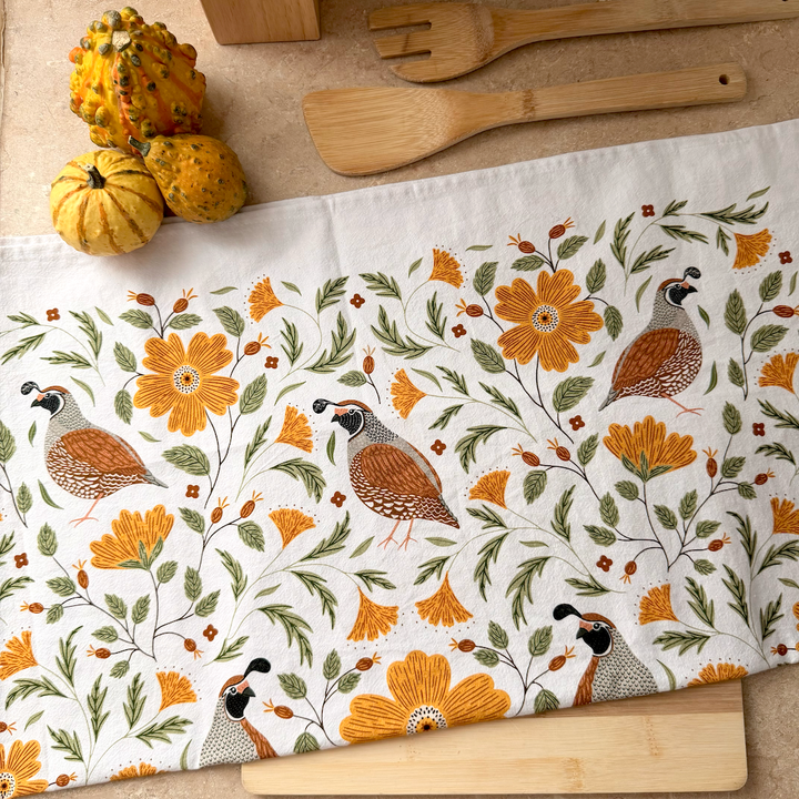 Quail Bird Tea Towel