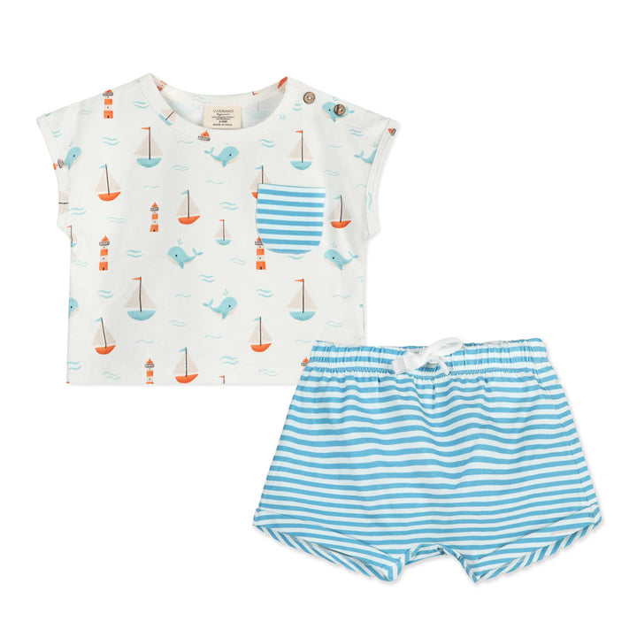 Sailboat Whales Baby Tee &amp; Shorts