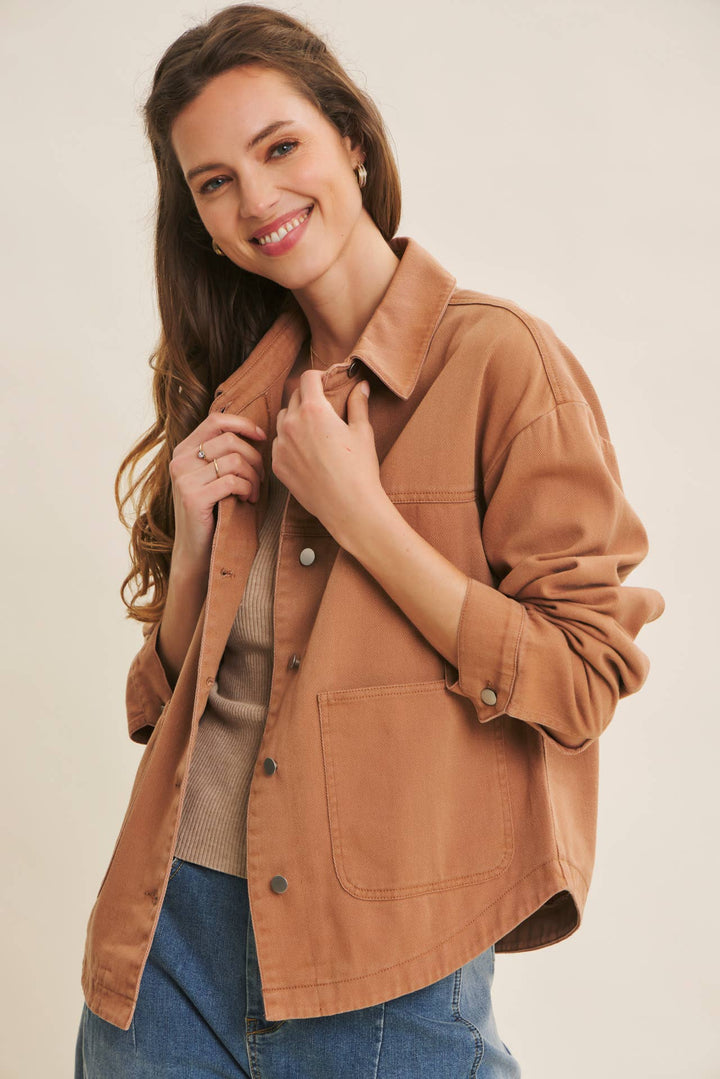 Oversized Utility Jacket in Camel