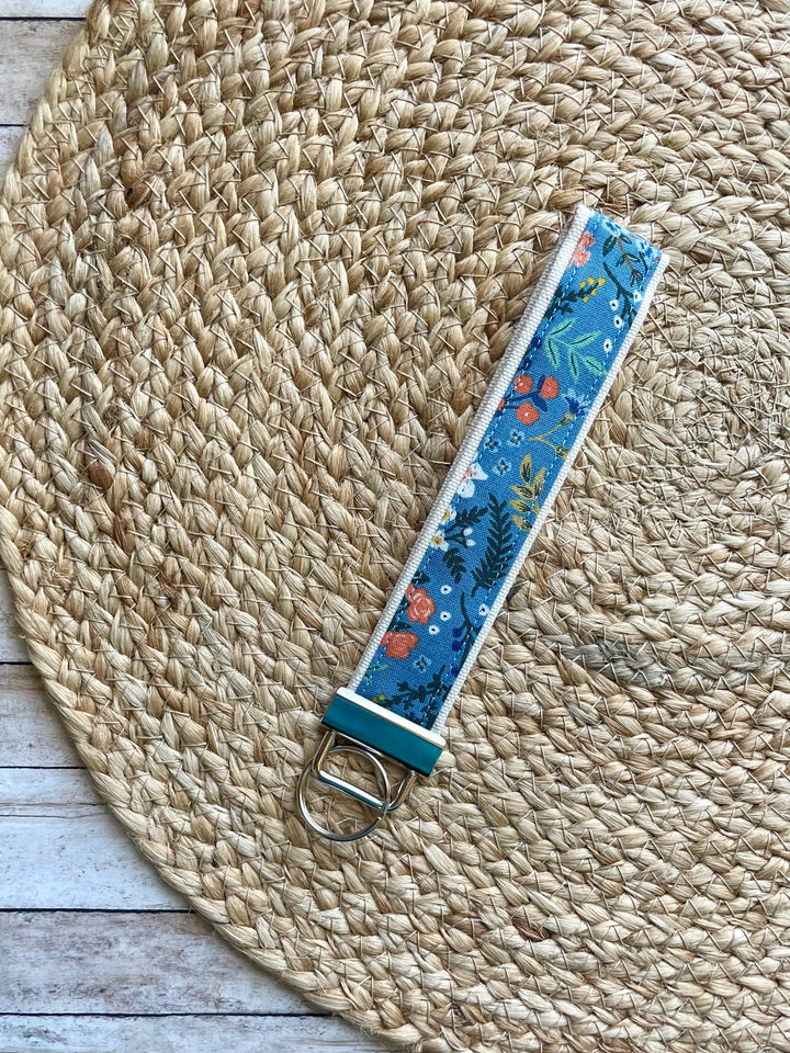 Rifle Paper Co. Dainty Blue Floral Keychain Wristlet