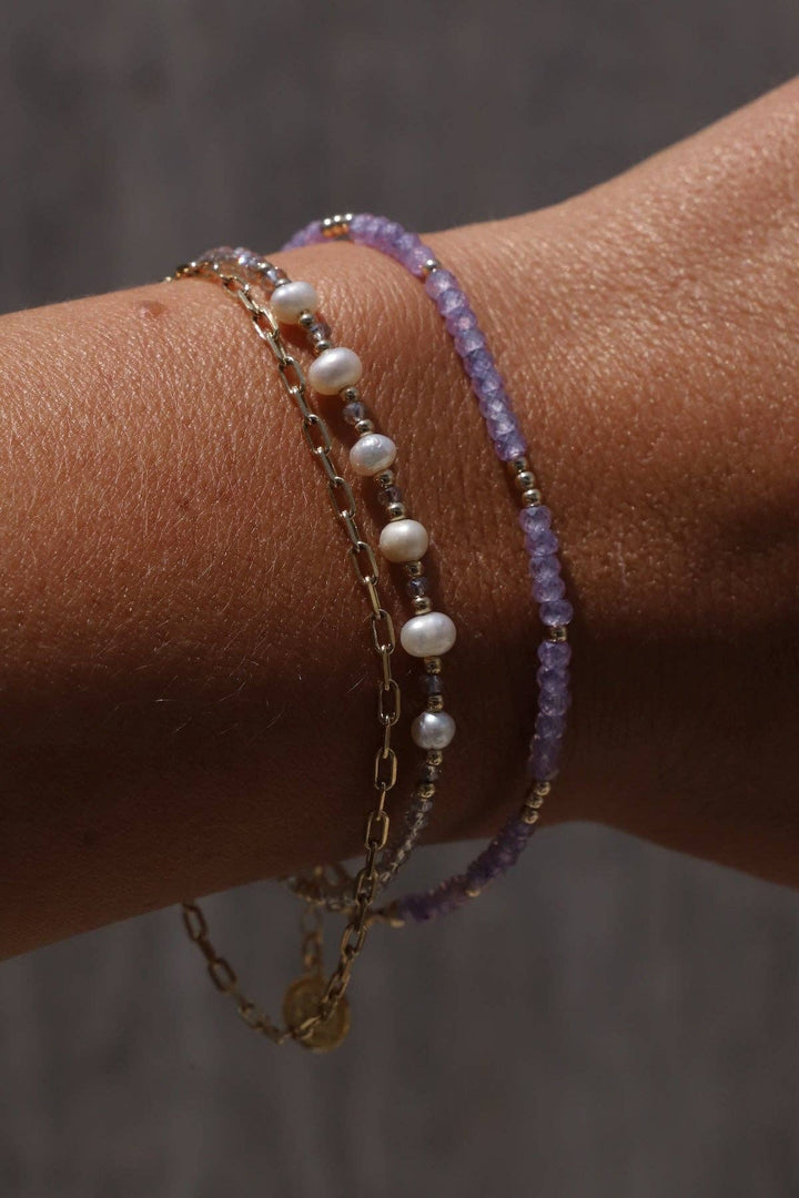 Lavender Amethyst Quartz Beaded Bracelet