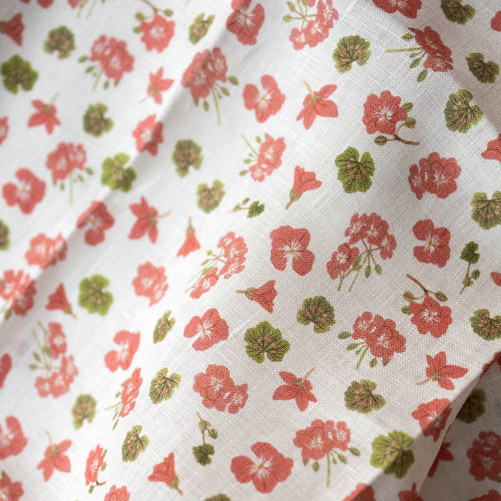 Geranium Linen Tea Towel