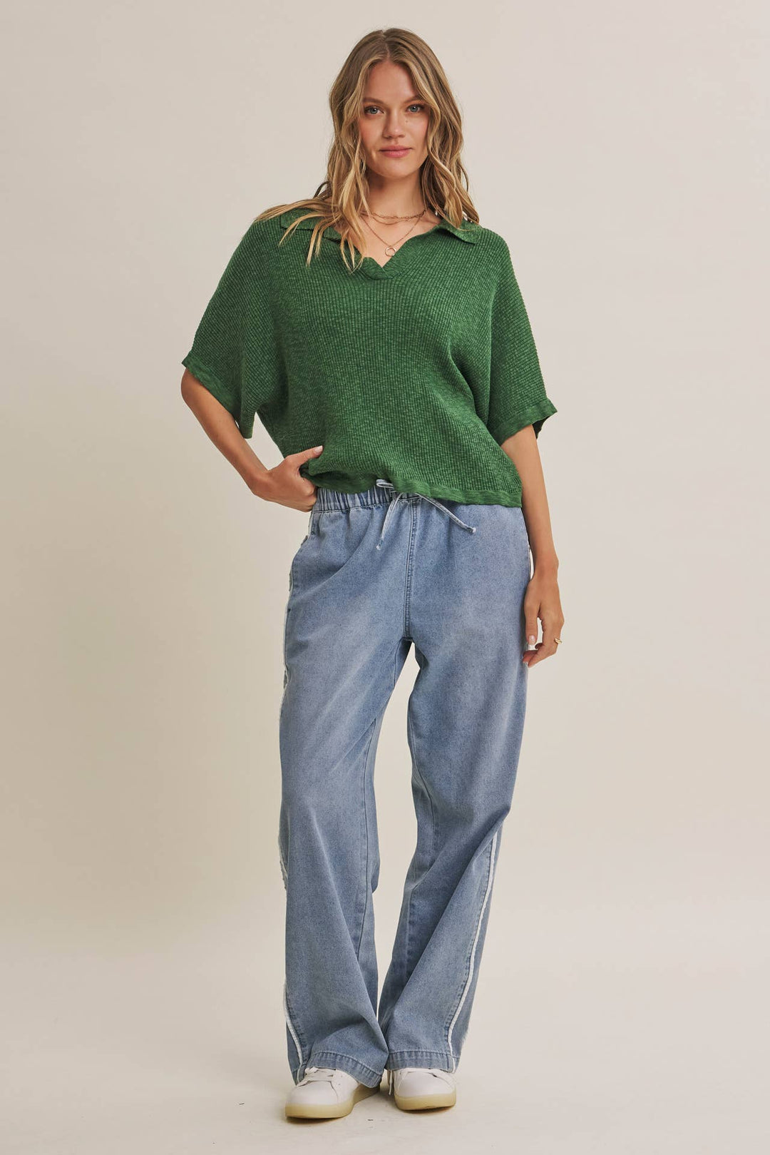 Easy Layering Favorite Relaxed Dolman Sweater in Hunter Green