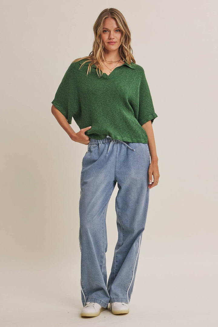 Easy Layering Favorite Relaxed Dolman Sweater in Hunter Green