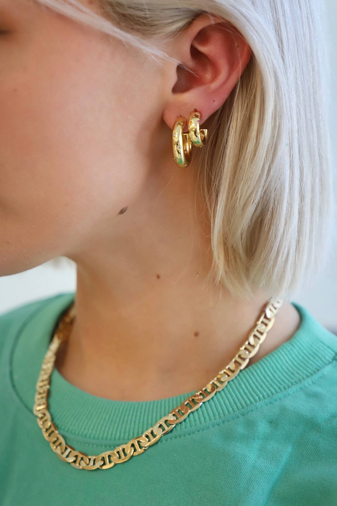 Penny CZ Star Hoop in Gold