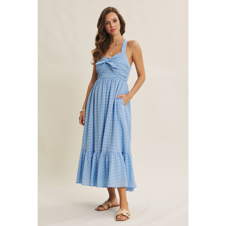 Textured Halter Flare Midi Dress