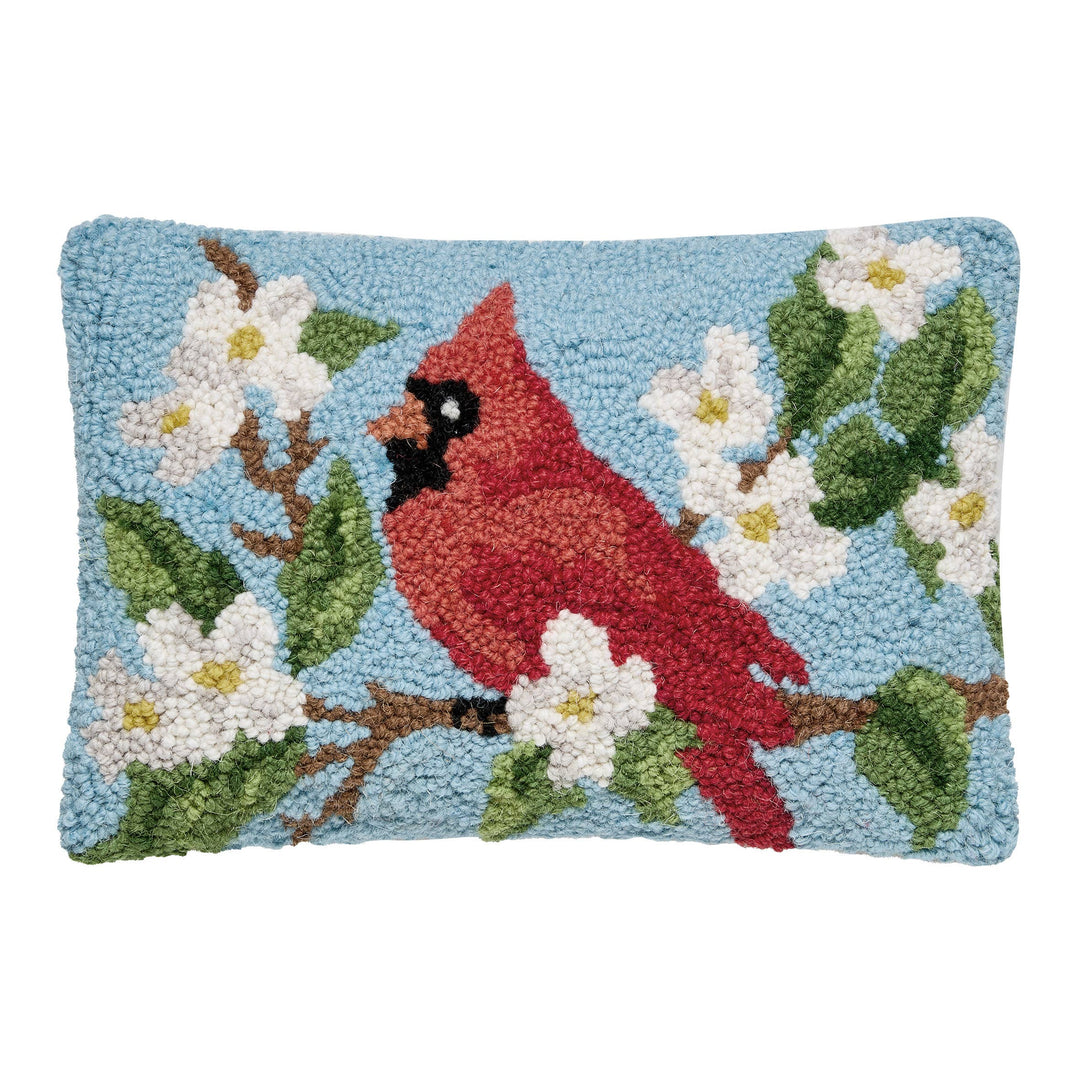 Cardinal Hook Pillow, 100% Wool