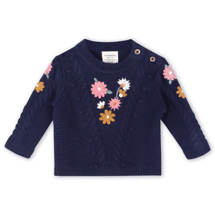 Floral Embroidered Chunky Baby Sweater