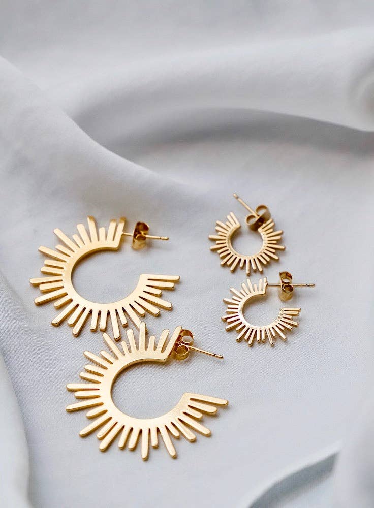 Mini Sun Silhouette Hoops
