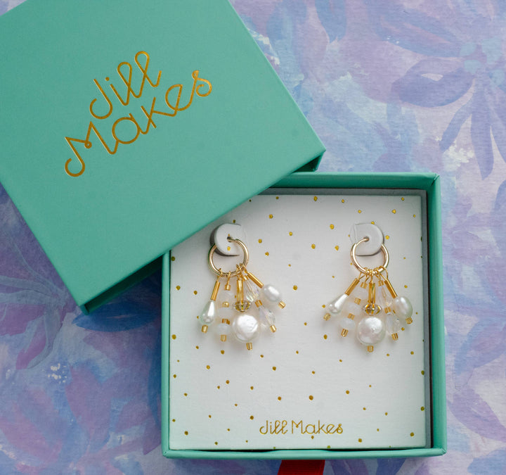 Pearl Dangle Hoop Earrings
