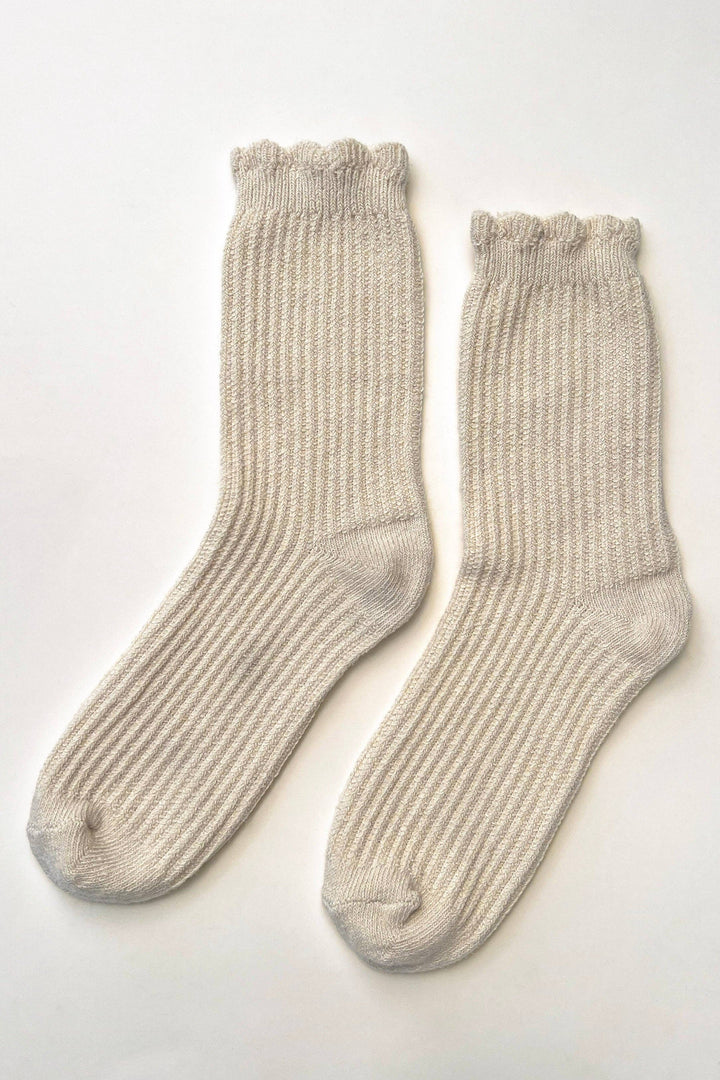 Linen Scallop Socks in Narturel