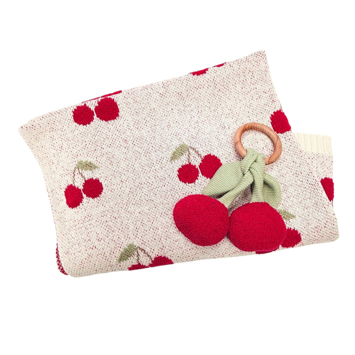 Cherry Orchard Baby Blanket + Rattle Gift Set