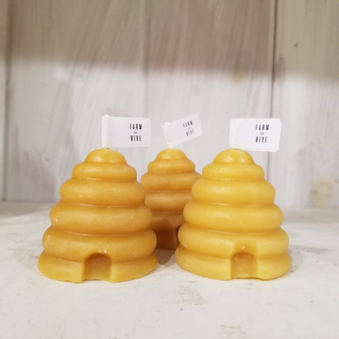 Small Skep Beehive Votive Beeswax Candles - Set of 2