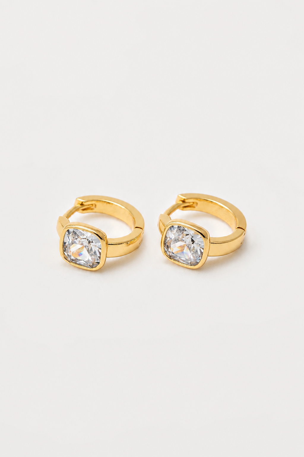 Selena Square Bezel Huggies in Gold