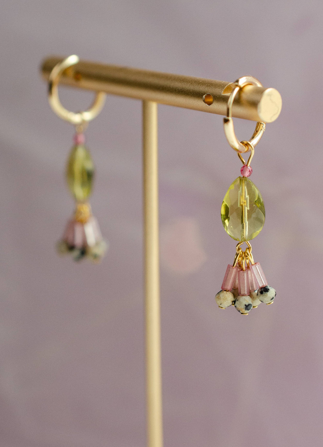Alma Green Quartz Dangle Hoops