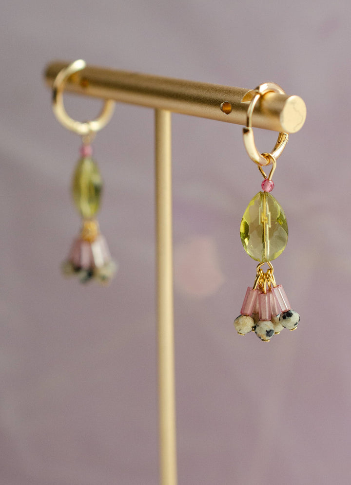 Alma Green Quartz Dangle Hoops