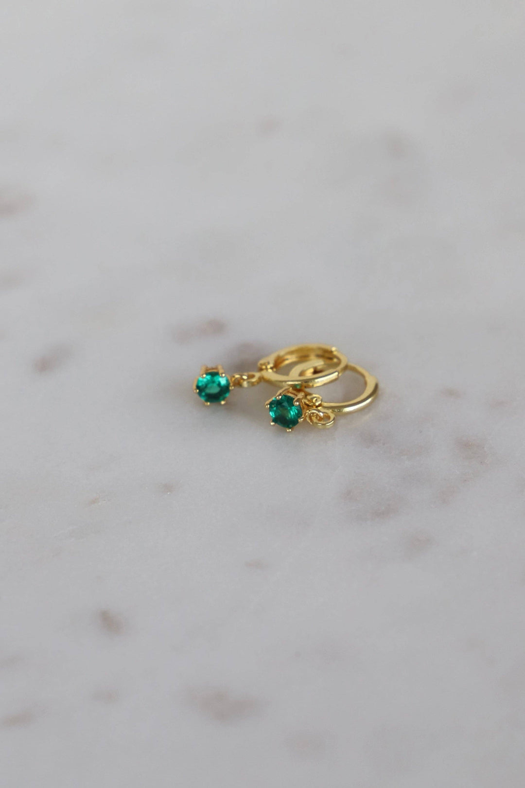 Round Birthstone Huggies