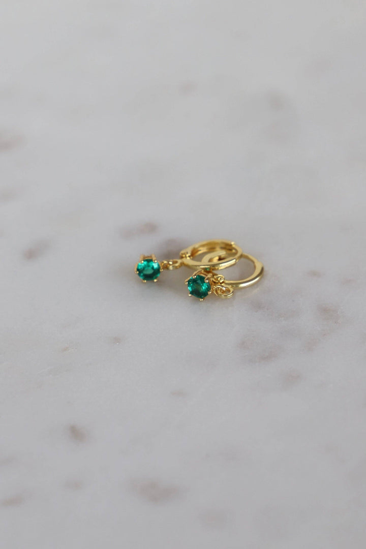 Round Birthstone Huggies