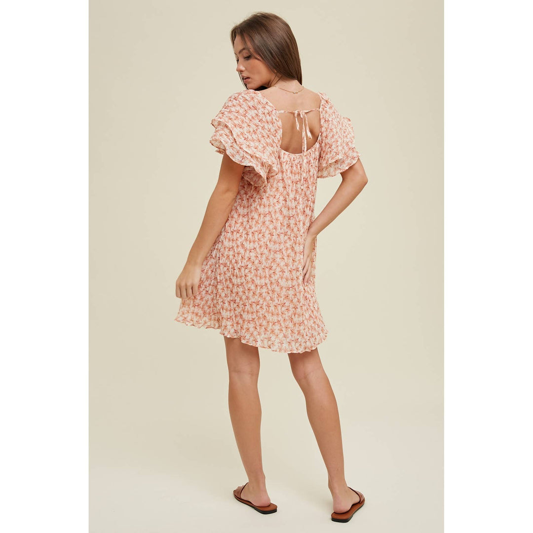 Floral Pleated Mini Dress