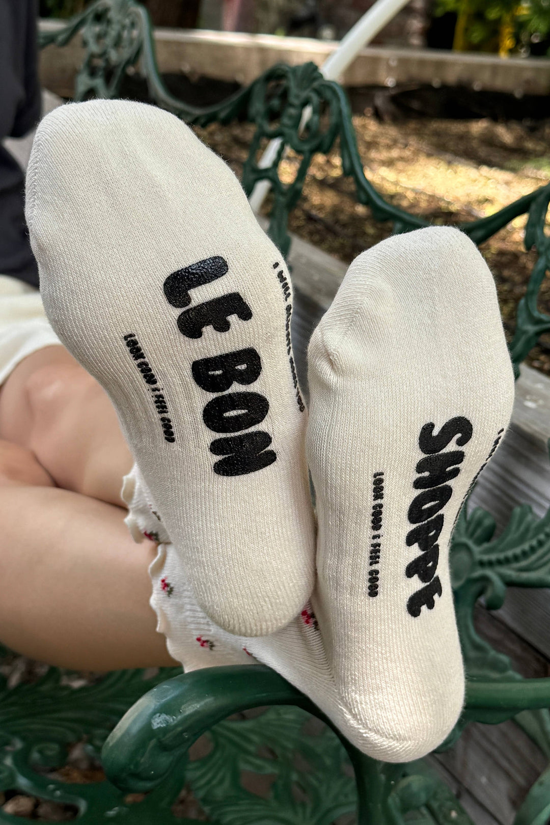 Petal Ruffled Hugger Crew Socks in Cream