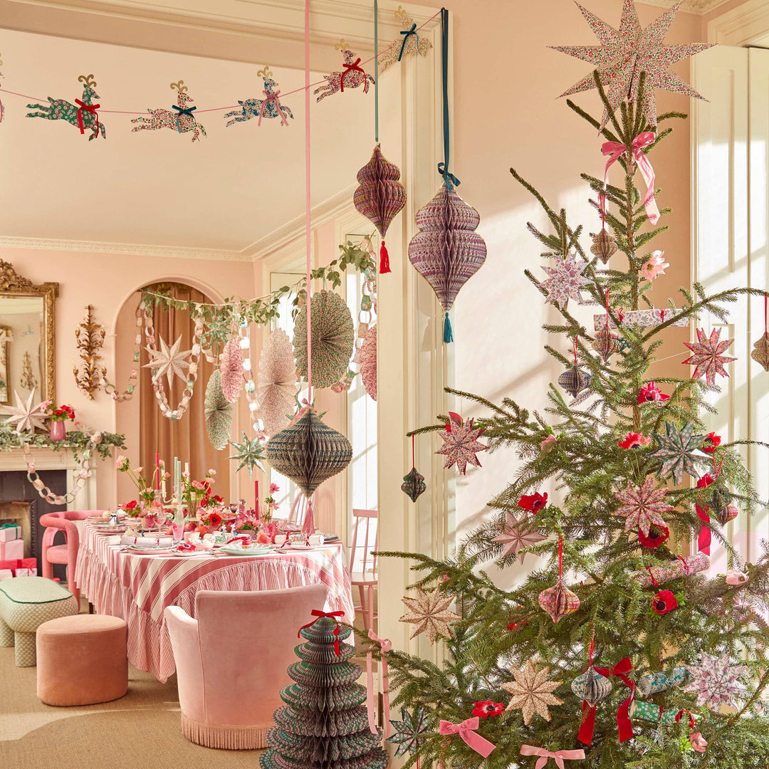Meri Meri x Liberty Paper Honeycomb Tree Decorations