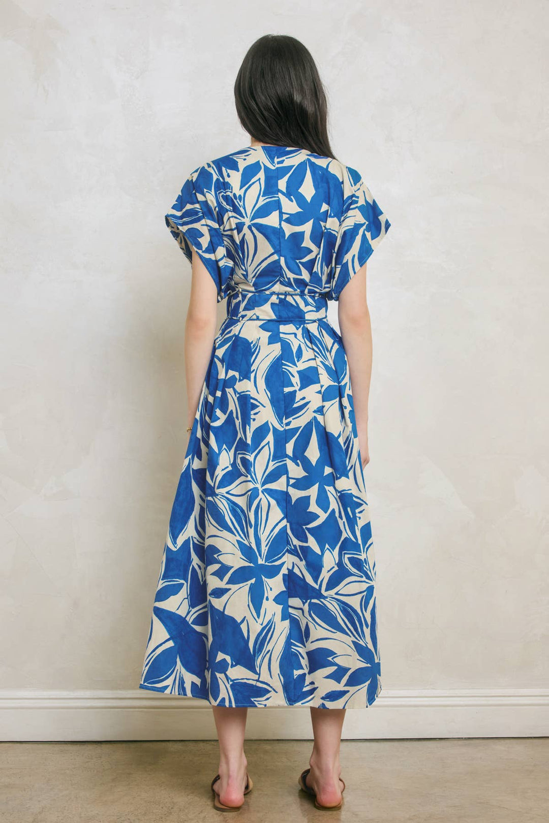 Mykonos Pleated Cinch Waist Midi Dress