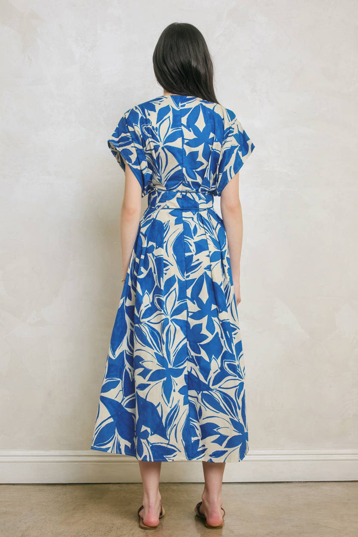 Mykonos Pleated Cinch Waist Midi Dress